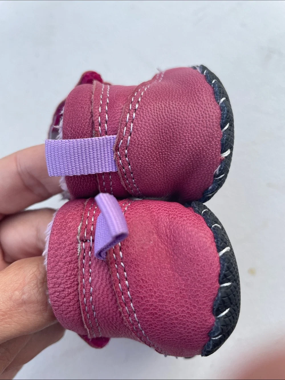 Pediped Winter Pink and Purple Leather Velcro Baby Walker Boots